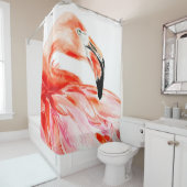 Rideaux De Douche Portrait de profil d'oiseau rose Flamant rose, bea (En situation)