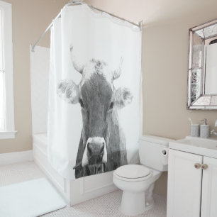 Rideaux De Douche Portrait de vache noir et blanc