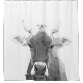 Rideaux De Douche Portrait de vache noir et blanc (Devant)