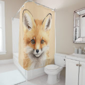 Rideaux De Douche portrait d'une jolie aquarelle renard (En situation)
