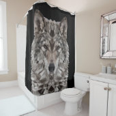 Rideaux De Douche Portrait géométrique Wolf Lone (En situation)