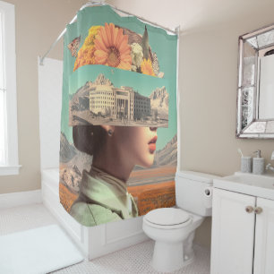 Rideaux De Douche Portrait surréaliste avec paysage architectural