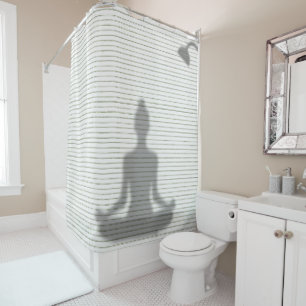 Rideaux De Douche Pose de yoga blanc vert ombres fleur de lotus