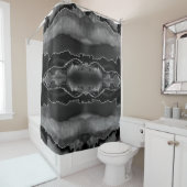 Rideaux De Douche Posh Black Gray Agate Marble Crystal Geode (En situation)