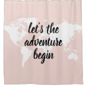 Rideaux De Douche Positive rose Commençons l'aventure Carte du Monde (Devant)