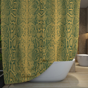 Rideaux De Douche Poster de animal de peau de serpent vert jaune