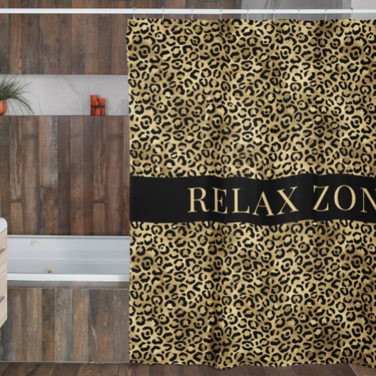 Rideaux De Douche Poster de animal Faux Gold Black