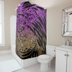 Rideaux De Douche Poster de animal sur Parties scintillant Purple & 