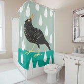 Rideaux De Douche Poster d'oiseaux noirs (En situation)