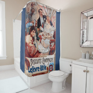 Rideaux De Douche Poster vintage, Art nouveau, champagne, élégante d