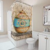 Rideaux De Douche Pot de thé antique (En situation)