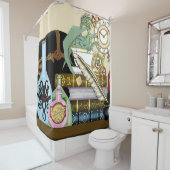 Rideaux De Douche Potions Dragon Steampunk Livres (En situation)