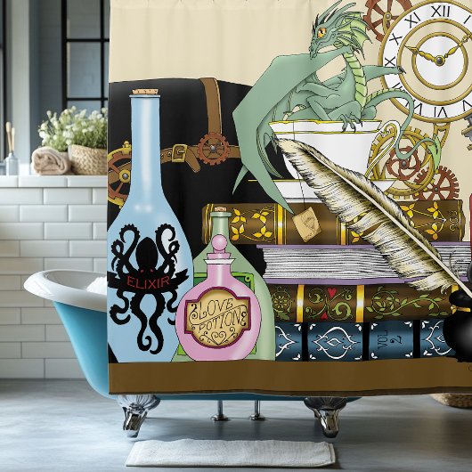 Rideaux De Douche Potions Dragon Steampunk Livres