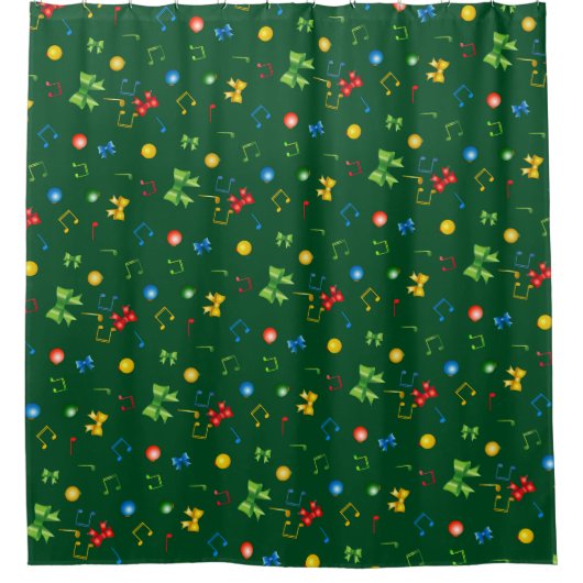 Rideaux De Douche Potpourri d'éléments de Noël sur VERT (Devant)