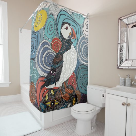 Rideaux De Douche Pouffin de Cornwall (En situation)