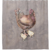 Rideaux De Douche Poule de mère et aquarelle de poussins (Devant)