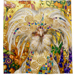 Rideaux De Douche Poule polonaise de Gustav Klimt dans un jardin fle