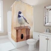 Rideaux De Douche Poulet sur la peinture d'oiseaux Art original (En situation)