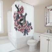 Rideaux De Douche Poulet sur une branche de cerise en fleurs (En situation)