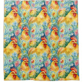Rideaux De Douche Poulets à l'aquarelle mignonne (Devant)