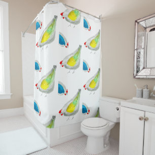 Rideaux De Douche Poulets mignons aquarelle