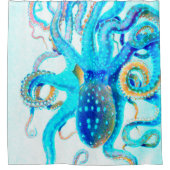Rideaux De Douche Poulpe coloré bleu (Devant)