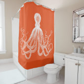 Rideaux De Douche Poulpe orange de Kraken (En situation)