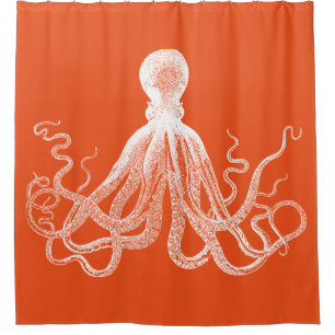 Rideaux De Douche Poulpe orange de Kraken