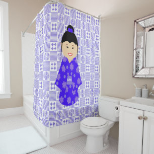Rideaux De Douche Poupée Kokeshi personnalisée sur motif