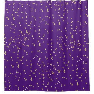 Rideaux De Douche Pourpre avec le pois dispersé par confettis d'or