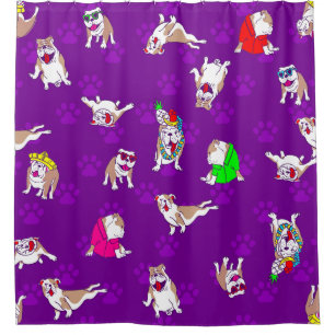 Rideaux De Douche pourpre bulldog drôle chiot chien whimsical emprei