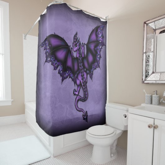 Rideaux De Douche pourpre épique de dragon (En situation)