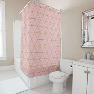 Rideaux De Douche Poussière d'or Mauve Triangles Géométriques Boho G