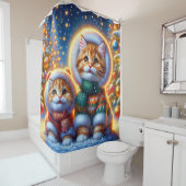 Rideaux De Douche "Premier Noël des chatons à gingembre douillet" (En situation)