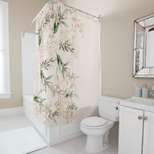 Rideaux De Douche Premium Moderne Boho Eucalyptus Clair Rose