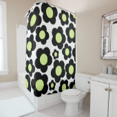 Rideaux De Douche Preppy Black Neon vert Hippie Motif (En situation)