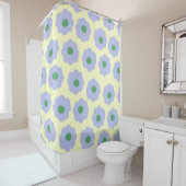 Rideaux De Douche Preppy Blue Green mignonne Hippie Flower Motif (En situation)