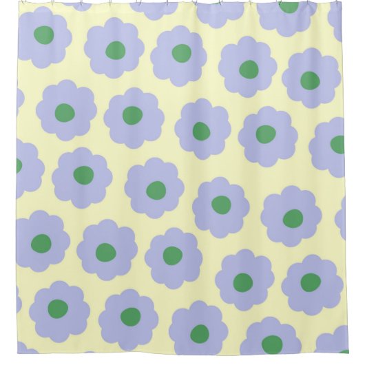 Rideaux De Douche Preppy Blue Green mignonne Hippie Flower Motif (Devant)
