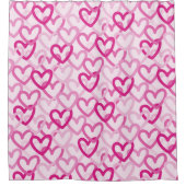 Rideaux De Douche Preppy Hearts Pink (Devant)