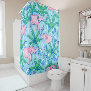 Rideaux De Douche Preppy rose Elephant Tropical