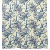 Rideaux De Douche Preppy rose et bleu Tour Eiffel Parisien Toile (Devant)