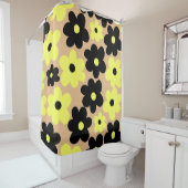 Rideaux De Douche Preppy Yellow Black Hippie Motif (En situation)
