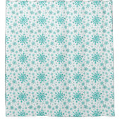 Rideaux De Douche Pretty Green Christmas Snowflakes on Winter White (Devant)