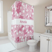 Rideaux De Douche Pretty Pink Love Heart Personalized (En situation)