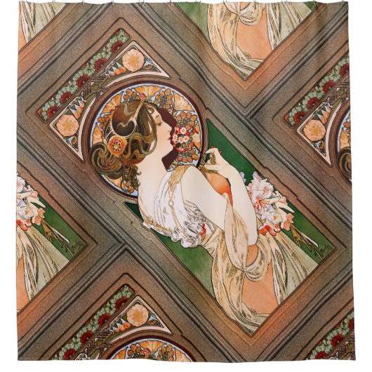Rideaux De Douche Primrose par Alphonse Mucha (Devant)