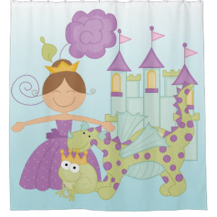 Rideaux De Douche Princess Castle Frog Prince Dragon
