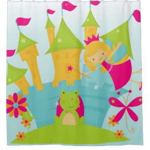 Rideaux De Douche Princesse Blond, Château, Prince Frog