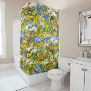 Rideaux De Douche Printemps fleurs Butercup dans les nuages