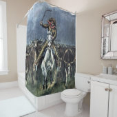 Rideaux De Douche Pris dans un Stampede Western Art par Frederic Rem (En situation)
