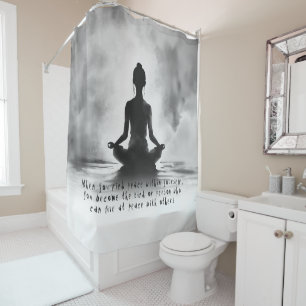 Rideaux De Douche Professeur de méditation de yoga Pose du lotus Pei